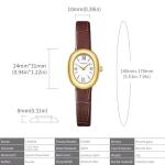 CNYXCN Womens Bracelet Gold Watch-Vintage Elegant Oval Bangle Watch-Gift for Her（Brown）