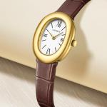 CNYXCN Womens Bracelet Gold Watch-Vintage Elegant Oval Bangle Watch-Gift for Her（Brown）