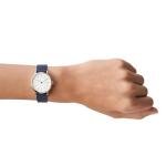 Skagen Women's Signatur Lille Two-Hand Rose Gold Stainless Steel and Blue Leather Band Watch (Model: SKW2838)