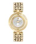 Versace Eon Jewel Collection Luxury Womens Watch Timepieces with a Gold Bracelet and Case Featuring a Silver Dial