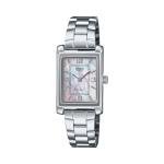 Casio LTP-1234DS-4A Women's Rectangular Standard Classic Stainless Steel Pink MOP Dial Dress Watch