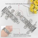 YONWORTH Cuban Chain Band Compatible with Apple Watch Bands 38/40/41mm Women,Bling Diamond Chain Metal Wristband Cute Charms Pendants for iWatch Series 10 9 8 7 6 5 4 3 SE (A5-Bling Silver, 38MM)