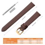 ANNEFIT Women's Leather Watch Band 13mm with Gold Buckle, Lizard Grain Slim Thin Replacement Strap (Brown)