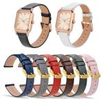 ANNEFIT Women's Leather Watch Band 13mm with Gold Buckle, Lizard Grain Slim Thin Replacement Strap (Brown)