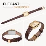 ANNEFIT Women's Leather Watch Band 13mm with Gold Buckle, Lizard Grain Slim Thin Replacement Strap (Brown)