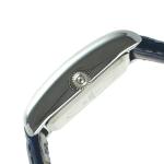 Peugeot Women's Silver-Tone Tank Shape Leather Dress Watch with Roman Numerals, Blue