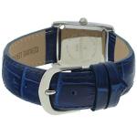 Peugeot Women's Silver-Tone Tank Shape Leather Dress Watch with Roman Numerals, Blue