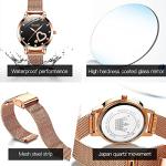 OLEVS Watch for Women Gifts Set Rose Gold and Eiffel Tower Bracelet Set Analog Quartz Wrist Watches for Lady Waterproof with Heart Love Shape Diamonds Black Dial Two Tone