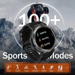 Military Smart Watch for Men with LED Flashlight 1.45” Rugged 3ATM Waterproof Smart Watch with 100+ Sports Modes Fitness Tracker with Heart Rate Sleep Monitor Tactical Smartwatch for iPhone Android