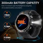 Military Smart Watch for Men with LED Flashlight 1.45” Rugged 3ATM Waterproof Smart Watch with 100+ Sports Modes Fitness Tracker with Heart Rate Sleep Monitor Tactical Smartwatch for iPhone Android