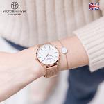VICTORIA HYDE Rose Gold Watches for Women Analog Quartz Stainless Steel Mesh Band Casual Ladies Wristwatch with Bracelet Sets