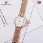 VICTORIA HYDE Rose Gold Watches for Women Analog Quartz Stainless Steel Mesh Band Casual Ladies Wristwatch with Bracelet Sets
