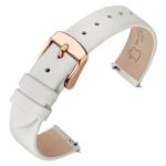 ANNEFIT Watch Bands for Men Women, Top Grain Leather Watch Strap with Quick Release, Band Width 12mm with Rose Gold Buckle (White)