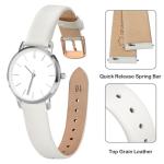 ANNEFIT Watch Bands for Men Women, Top Grain Leather Watch Strap with Quick Release, Band Width 12mm with Rose Gold Buckle (White)