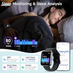 Smart Watch for Men Women, 1.8" Fitness Tracker for Android & iPhone, Answer/Make Calls, Alexa Built-in, Heart Rate/Sleep/SpO2 Monitor Smartwatch, IP68 Waterproof Watches 101+ Sport Modes, 2 Bands