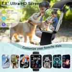 Smart Watch for Men Women, 1.8" Fitness Tracker for Android & iPhone, Answer/Make Calls, Alexa Built-in, Heart Rate/Sleep/SpO2 Monitor Smartwatch, IP68 Waterproof Watches 101+ Sport Modes, 2 Bands