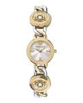 Versace Stud Icon Collection Luxury Womens Watch Timepieces with a Two Tone Bracelet and Case Featuring a Silver Dial