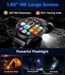Military Smart Watch for Men Answer/Make Call, 1.85'' HD Rugged Smartwatch with 1000mAh Battery/Flashlight/Heart Rate/110+ Sports Mode, IP68 Waterproof Fitness Tracker Watch for Android iPhone