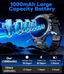Military Smart Watch for Men Answer/Make Call, 1.85'' HD Rugged Smartwatch with 1000mAh Battery/Flashlight/Heart Rate/110+ Sports Mode, IP68 Waterproof Fitness Tracker Watch for Android iPhone