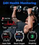 Military Smart Watch for Men Answer/Make Call, 1.85'' HD Rugged Smartwatch with 1000mAh Battery/Flashlight/Heart Rate/110+ Sports Mode, IP68 Waterproof Fitness Tracker Watch for Android iPhone