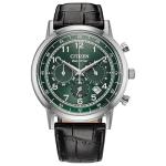 Citizen Men's Eco-Drive Dress Classic Watch, Black Leather Strap, Green Dial, Chronograph (Model: CA4630-02X)