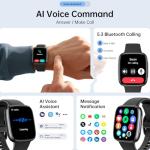 Smart Watches for Men Women (2 Bands), 1.85" AMOLED Smart Watch for iPhone & Android Phones, Heart Rate/ SpO2/ Sleep Monitor, 3ATM Waterproof, Calls & Messages, 120+ Sports Modes Fitness Tracker Watch