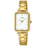 Casio LTP-V009G-7E Women's Rectangular Petite Gold Tone Stainless Steel White Dial Dress Watch