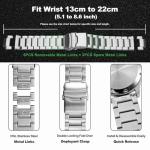 WOCCI 22mm Heavy-duty Metal Watch Band for Men, 316L Stainless Steel, Double Locking Deployant Clasp (Silver)