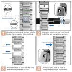 WOCCI 22mm Heavy-duty Metal Watch Band for Men, 316L Stainless Steel, Double Locking Deployant Clasp (Silver)