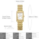 BOFAN Gold Watches for Women with Vintage Bracelet, Rectangular Case Roman Dial,Adjustment Tool Included,Water Resistant