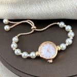 ADSBIAOYE Women's Fashion Simple Floral Bracelet Watch Diamond Quartz Light Luxury Watch (White)