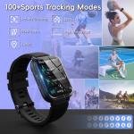 Smart Watch for Men Women Answer/Make Call, 1.85" HD Fitness Tracker with 24/7 Heart Rate & Sleep Monitor, 110+ Sports Modes, IP68 Waterproof Smartwatch, Long Battery Life for Android iOS, Black