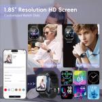 Smart Watch for Men Women Answer/Make Call, 1.85" HD Fitness Tracker with 24/7 Heart Rate & Sleep Monitor, 110+ Sports Modes, IP68 Waterproof Smartwatch, Long Battery Life for Android iOS, Black