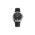 Frederique Constant Ladies' Swiss Made Classics Moon and Stars Quartz Diamond Accent Silver Tone Case Watch and Black Leather Strap, Style: FC-220BSD3BD6