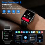 Smart Watches for Men Women with Alexa Built-in, Bluetooth Call, 1.85" HD Touchscreen, 120+ Sport Modes, IP68 Waterproof, 7-Day Battery, 24/7 Heart Rate & Sleep Monitor for Android iPhone (Black)