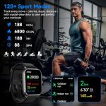 Smart Watches for Men Women with Alexa Built-in, Bluetooth Call, 1.85" HD Touchscreen, 120+ Sport Modes, IP68 Waterproof, 7-Day Battery, 24/7 Heart Rate & Sleep Monitor for Android iPhone (Black)