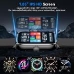 Smart Watches for Men Women with Alexa Built-in, Bluetooth Call, 1.85" HD Touchscreen, 120+ Sport Modes, IP68 Waterproof, 7-Day Battery, 24/7 Heart Rate & Sleep Monitor for Android iPhone (Black)