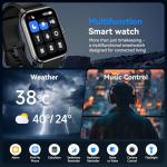 Smart Watches for Men Women with Alexa Built-in, Bluetooth Call, 1.85" HD Touchscreen, 120+ Sport Modes, IP68 Waterproof, 7-Day Battery, 24/7 Heart Rate & Sleep Monitor for Android iPhone (Black)
