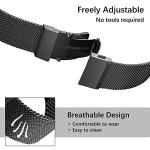 EACHE Stainless Steel Mesh Watch Band for Men Quick Release Adjustable Mesh Watch Straps 20mm Black