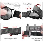EACHE Stainless Steel Mesh Watch Band for Men Quick Release Adjustable Mesh Watch Straps 20mm Black
