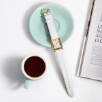 WOCCI 16mm Lug Width, Elegant Watch Band, Genuine Leather Replacement Strap with Gold Buckle (White)