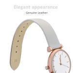 WOCCI 16mm Lug Width, Elegant Watch Band, Genuine Leather Replacement Strap with Gold Buckle (White)