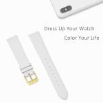 WOCCI 16mm Lug Width, Elegant Watch Band, Genuine Leather Replacement Strap with Gold Buckle (White)