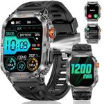 PODOEIL Military Smarty Watch for Men, 2.01" Smartwatch with 1200mAh Battery, Flashlight, Answer/Make Calls, Heart Rate/Sleep Monitor 100+ Sport Modes Fitness Tracker for Android/iPhone