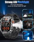 PODOEIL Military Smarty Watch for Men, 2.01" Smartwatch with 1200mAh Battery, Flashlight, Answer/Make Calls, Heart Rate/Sleep Monitor 100+ Sport Modes Fitness Tracker for Android/iPhone