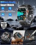 PODOEIL Military Smarty Watch for Men, 2.01" Smartwatch with 1200mAh Battery, Flashlight, Answer/Make Calls, Heart Rate/Sleep Monitor 100+ Sport Modes Fitness Tracker for Android/iPhone