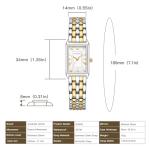 GAOFAN HOUR Gold Watches for Women with Vintage Rectangular Case,White Roman Dial,Stainless Steel Band,Adjustment Tool Included,Water Resistant(Two-Tone)