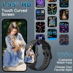 Smart Watch for Men Women, 1.95'' HD Curved Screen Smartwatch(Answer/Make Call), Fitness Tracker with 112 Sport Modes, IP68 Waterproof Fitness Watch with Heart Rate/Sleep Monitor/Pedometer/Calories