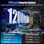 PODOEIL Military Smart Watches for Men, 2.01" HD Screen, 30-Day Battery, 5ATM Waterproof, LED Flashlight, Heart Rate & Sleep Monitor, 110+ Sports Modes, 2 Watch Bands, Android iOS