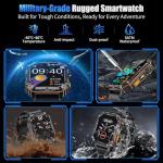 PODOEIL Military Smart Watches for Men, 2.01" HD Screen, 30-Day Battery, 5ATM Waterproof, LED Flashlight, Heart Rate & Sleep Monitor, 110+ Sports Modes, 2 Watch Bands, Android iOS